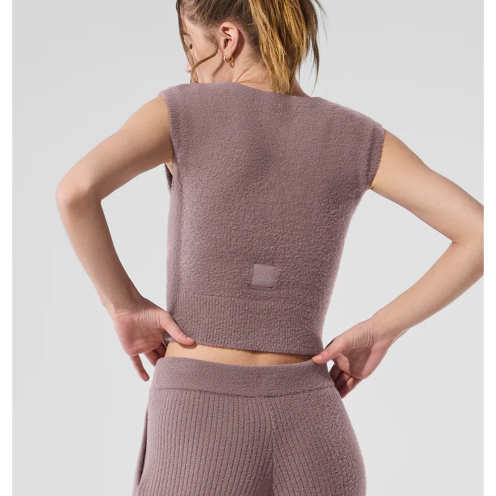 ALO Yoga Mauve Crop Sweater Tank Top